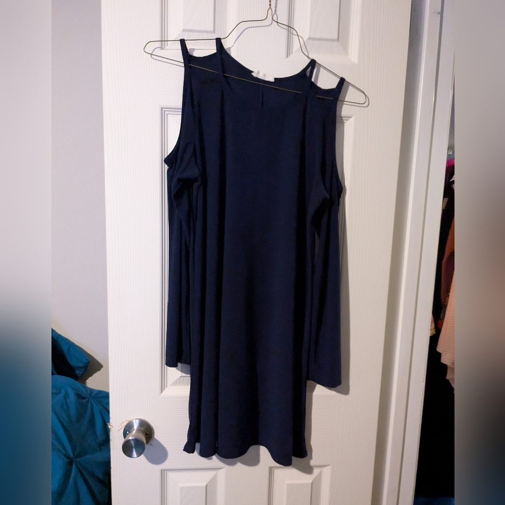 #94 Elegant Navy Blue Women's Mini Dress (No Size Tag)